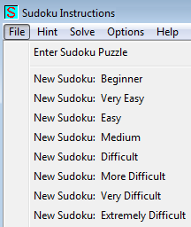Difficulty of sudoku puzzle in sudoku program