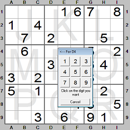 Input of digits in sudoku program