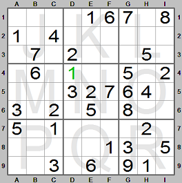 Sudoku playing board with placed digit