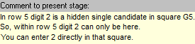 Information on single candidate given by Sudoku Program